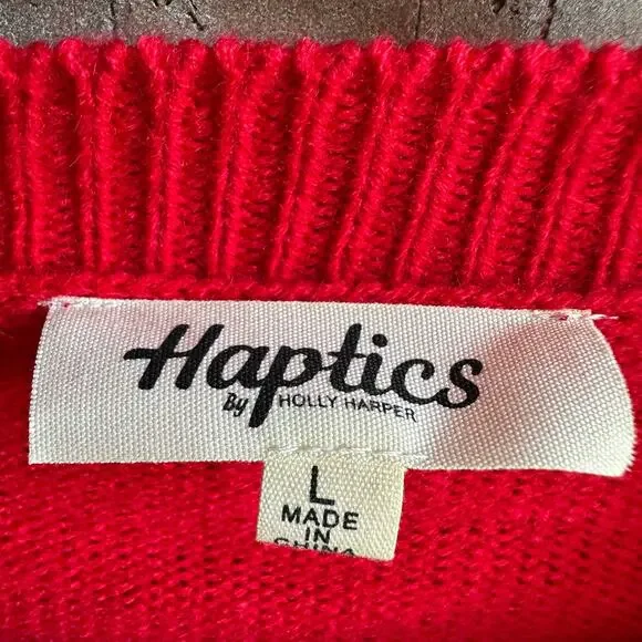Haptics by Holly Harper Women's Red Ugly Crew Neck Pullover Sweaters Size Large - Picture 3 of 3